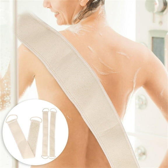 Natural Fiber Exfoliating Back Scrubber Towel Strap, 27.6 Inch Long Body Wash Scrubber with Handles for Shower, Quick-Dry Bath Accessory