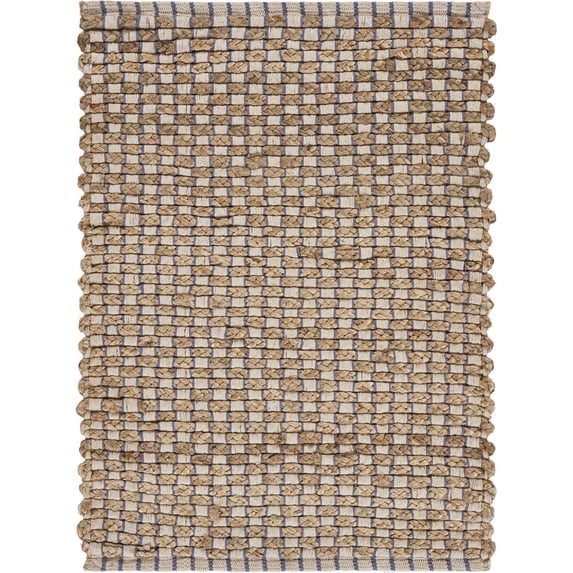 Natural Fiber Indigo 5 ft. x 7 ft. 9 in. Hand Woven / Hand Loomed with Jute & chenille in India Modern Contemporary Geometric Distressed Ikat Rustic Collegiate Dockside Indoor Rectangle Area Rug