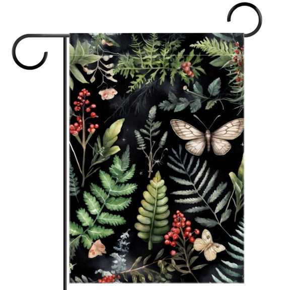 Natural Fir Branches Berries Flowers and Fern Pattern Welcome Garden Flags, 12 x 18 Inch Double Sided Outdoor Yard Flags Waterproof For Home Outside Patio Lawn Porch