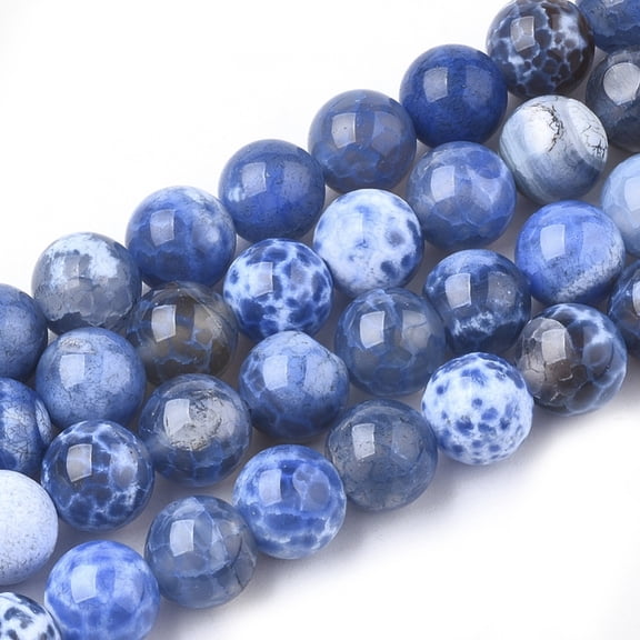 Natural Fire Agate Beads Strands Dyed Round Cornflower Blue 8mm Hole: 1mm 46-48pcs/strand 14.56 inch-15.15 inch