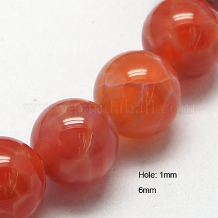 Natural Fire Agate Beads Strands Dyed & Heated Round 6mm Hole: 1mm about 66pcs/strand 15.75 inch
