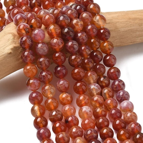 Natural Fire Crackle Agate Beads Strands Dyed & Heated Round 8mm Hole: 1mm about 49pcs/strand 15.75 inch