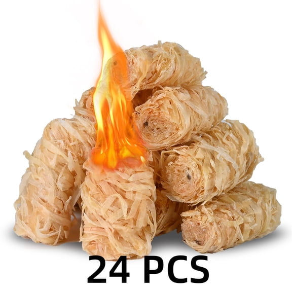 Natural Fire Starters (24-Piece Pack) All-Weather, Eco-Friendly, Smokeless & Odorless Quick Ignition for Grills, Fire Pits, Wood Stoves & Campfires