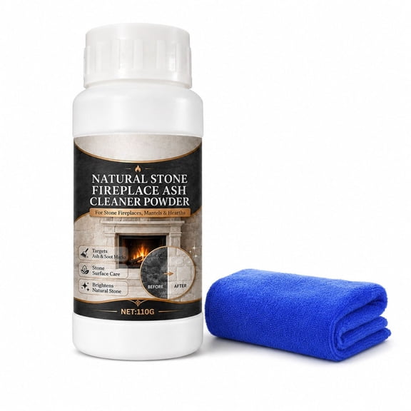 Natural Fireplace Ash Cleaning Powder 110g Deep Cleaner for Hearth & Stove Black Stains (White)