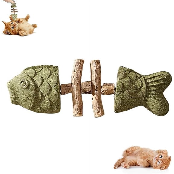 Natural Fishbone Cat Dental Toy, 7In Cat Chew Toy with Catnip & Natural Silvervine, Healthy Teeth Cleaning Dental Chew for Indoor Cats and All Cat Breeds with Edible Design
