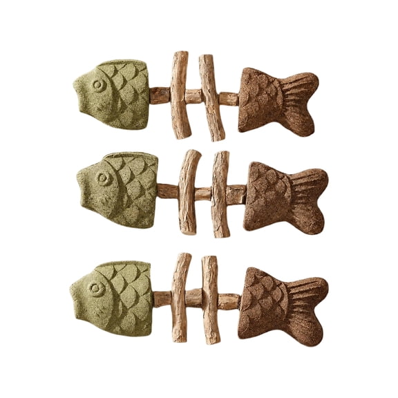 Natural Fishbone Catnip & Silvervine Chew Toy, Wooden Catnips Teeth Cleaning Stick, Interactive Kitten Chew Playthings, for Cats Teeth Cleaning (3pcs)