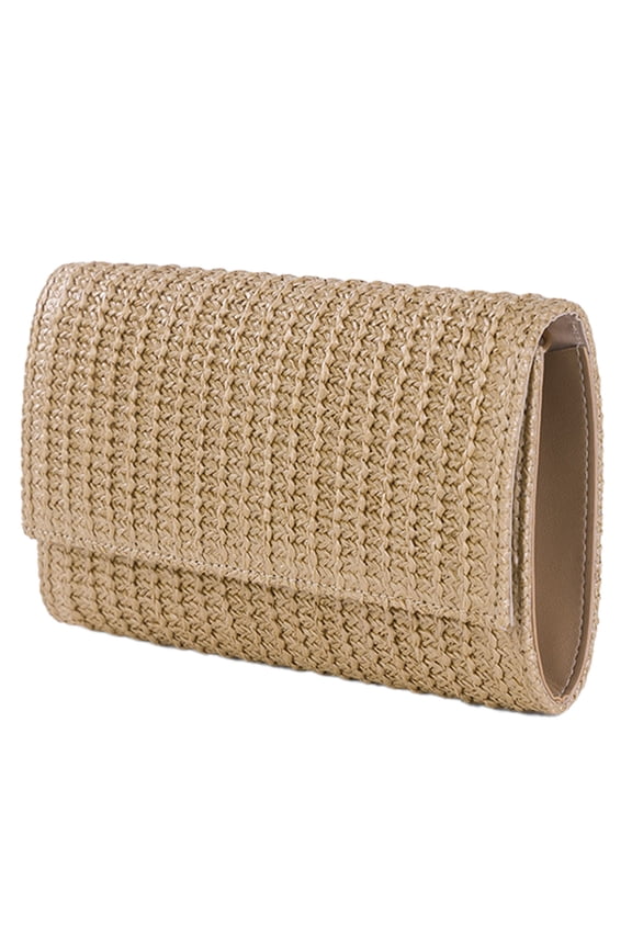 Natural Flat Clutch 2024 Boho Purse Top Handle Crossbody Handbag Stylish Woven Envelope Wallet Evening,Beige