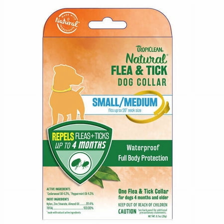 Natural Flea & Tick Repellant Dog Collars Waterproof Safe Full Body Protection (Small/Medium (up to 20"))