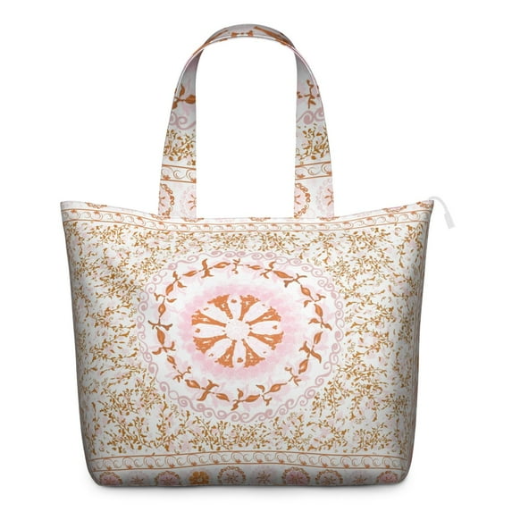 Natural Floral Aesthetic Zippered Weekender Bag, Large Capacity Tote with Durable Design, Earthy Style for College