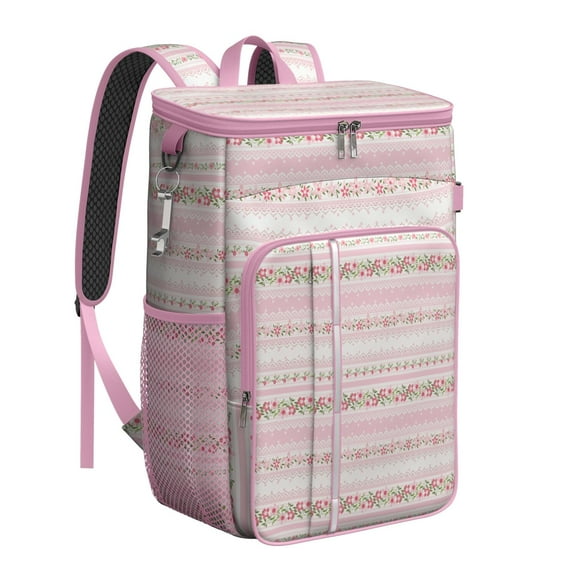 Natural Floral Cooler Backpack - 20L Insulated Leakproof Lunch Bag, Aesthetic Design for Travel