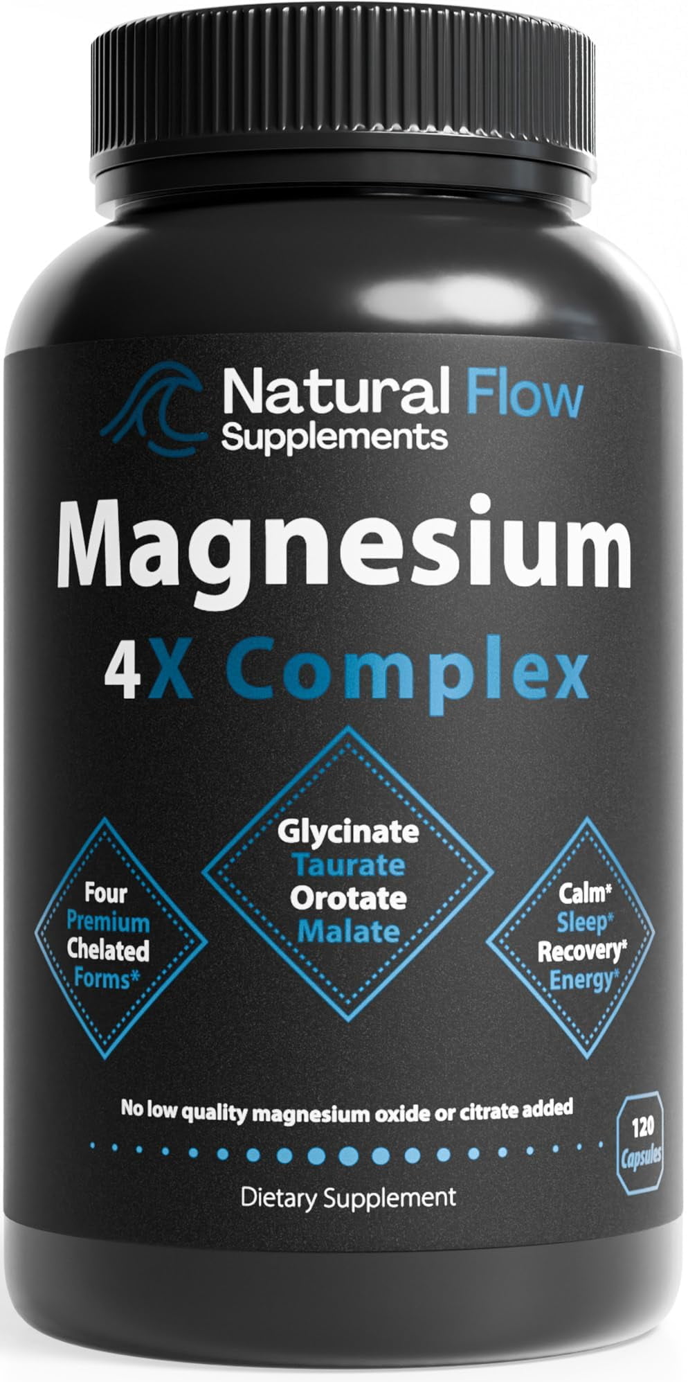 Natural Flow 4X Magnesium Supplement, Magnesium Taurate, Glycinate