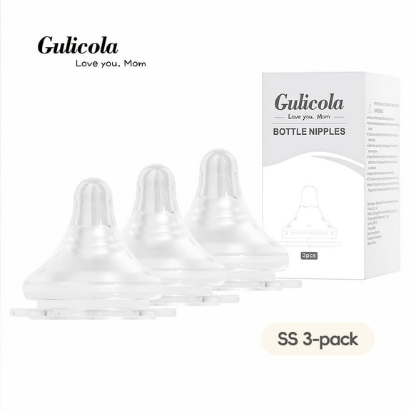 Natural Flow Baby Bottle Silicone Nipple Level 0, Extra Slow Flow (SS), 0+ Months, 3 Counts (Pack of 1)