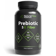 Natural Flow Supplements Prebiotic Fiber 5-in-1, XOS, GOS, FOS, Acacia and Agave, 120 Caps