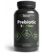 Natural Flow Supplements Prebiotic Fiber Supplement Capsules, Acacia Fiber & Agave Inulin, Gut Support & Regularity, 120 Count