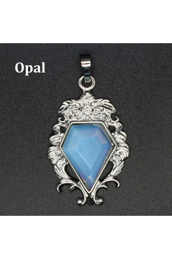 Natural Flower Crystal Cut Pentagon Pendant Necklace Chakra Stone Healing Reiki