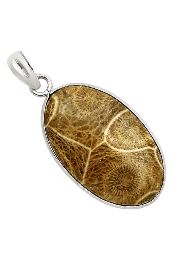 Natural Flower Fossil Coral 925 Sterling Silver Pendant Jewelry P-1001 SDP158030