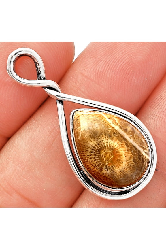 Natural Flower Fossil Coral 925 Sterling Silver Pendant Jewelry P-1017 SDP146915