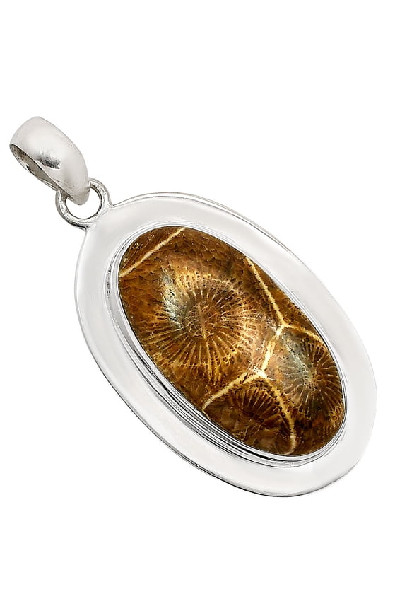 Natural Flower Fossil Coral 925 Sterling Silver Pendant Jewelry P-1076 SDP158247