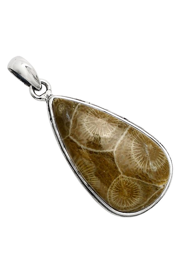 Natural Flower Fossil Coral 925 Sterling Silver Pendant Jewelry P-1124 SDP158541