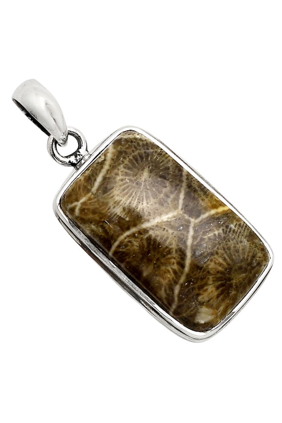Natural Flower Fossil Coral 925 Sterling Silver Pendant Jewelry P-1124 SDP158554
