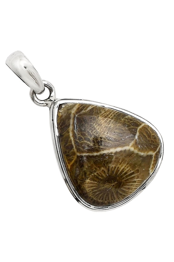 Natural Flower Fossil Coral 925 Sterling Silver Pendant Jewelry P-1124 SDP158599