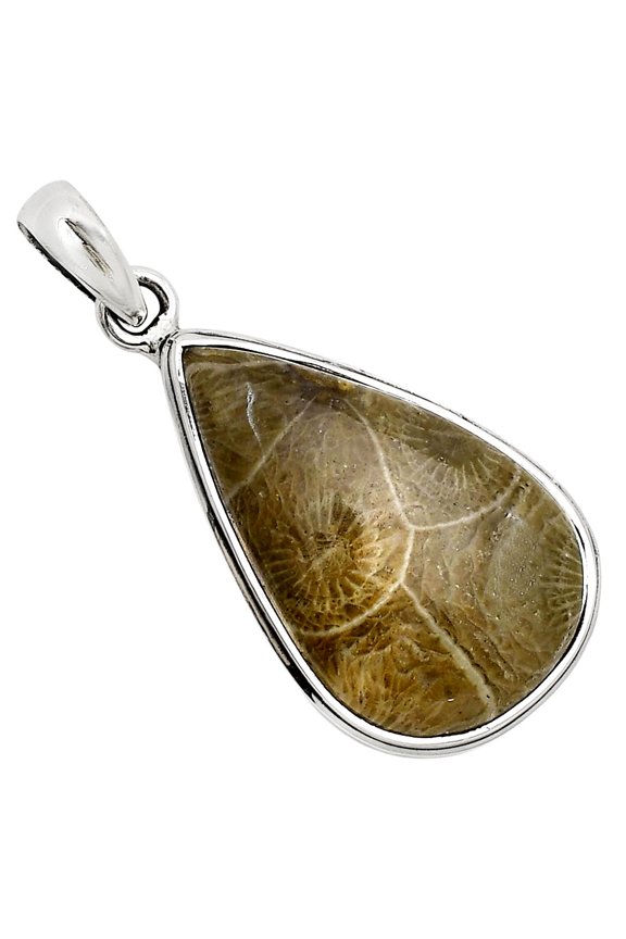 Natural Flower Fossil Coral 925 Sterling Silver Pendant Jewelry P-1124 SDP158635