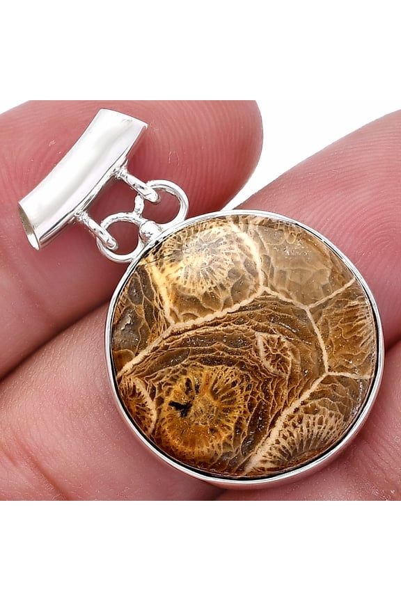 Natural Flower Fossil Coral 925 Sterling Silver Pendant Jewelry P-1198 SDP144622