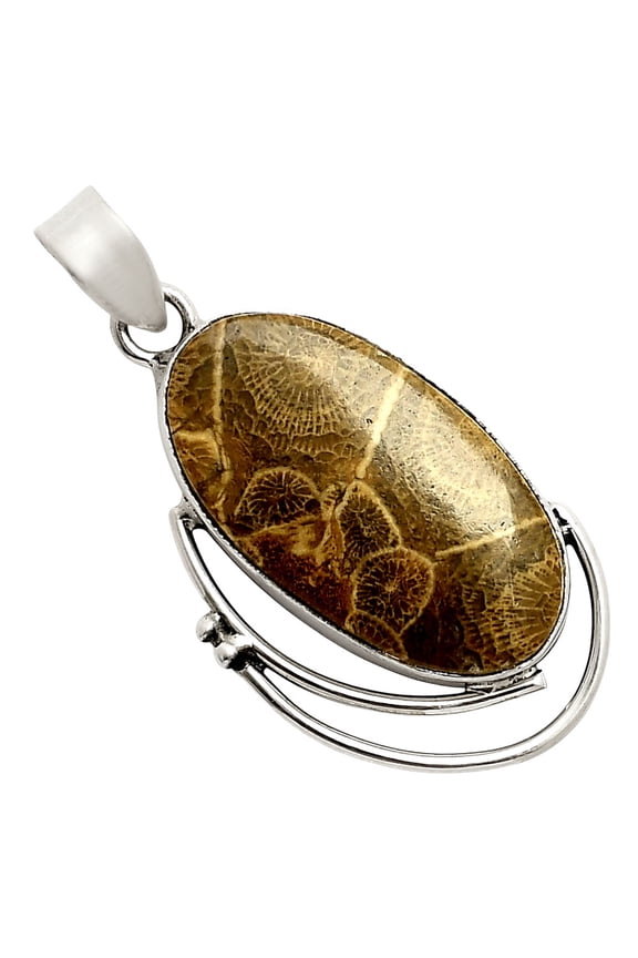 Natural Flower Fossil Coral 925 Sterling Silver Pendant Jewelry SDP158095