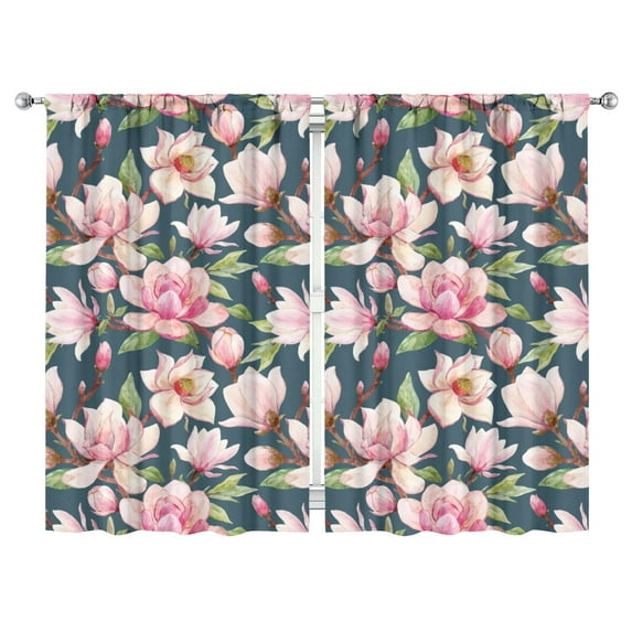 Natural Flower Pattern Curtains 52x84 Inch Rod Pocket Blackout Drapes 2 Panels, Bedroom or Study
