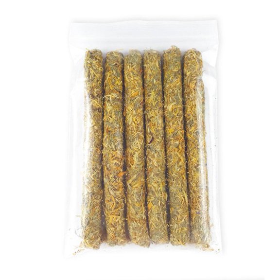 Natural Flower Petal Chew Sticks, 6-Pack, 4.5-5 Inches, Promotes Dental Health and Reduces Boredom for Small Pets, Essential Chew Toy for Rabbits, Guinea Pigs, and Chinchillas