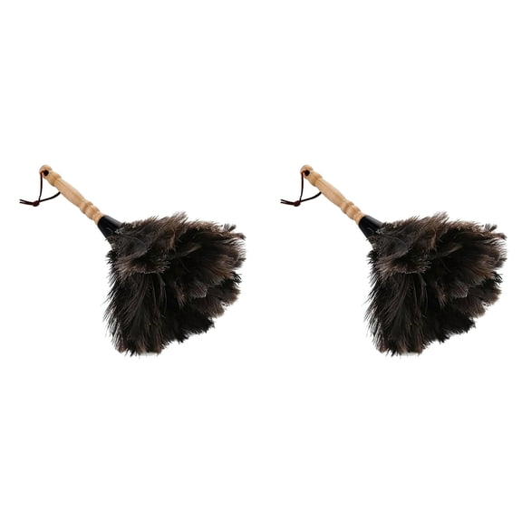 Natural Fluffy Feather Duster With Wooden Handle Dust Brush