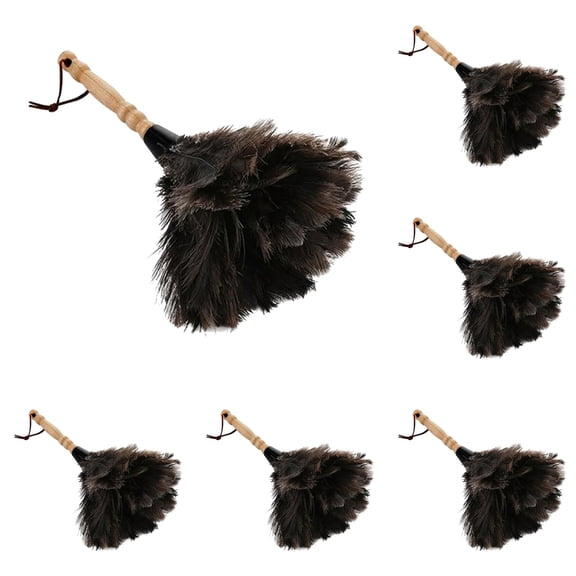 Natural Fluffy Feather Duster With Wooden Handle Dust Brush