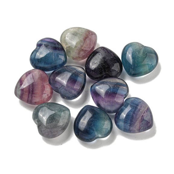 Natural Fluorite Beads Half Drilled Heart 15.5x15.5x8mm Hole: 1mm