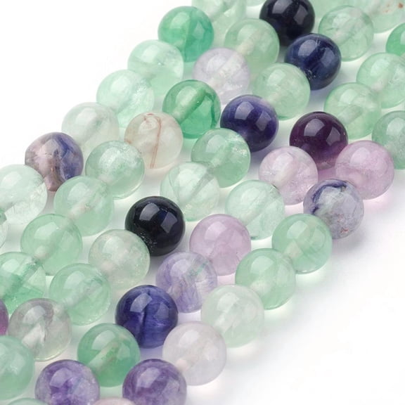 Natural Fluorite Beads Strands Round 6~6.5mm Hole: 1mm 63pcs/strand 14.96 inch(38cm)