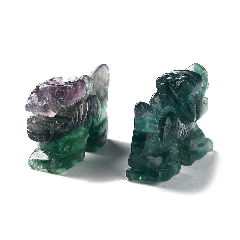Natural Fluorite Carved Healing Dragon Figurines Reiki Energy Stone Display Decorations 53-55x17x38mm
