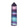 thumbnail image 1 of Natural Fluorite Crystal Rainbow Striped Fluorite Quartz Crystal Hexagonal Point Faceted Prism Wand for Healing Home Decor, 1 of 9