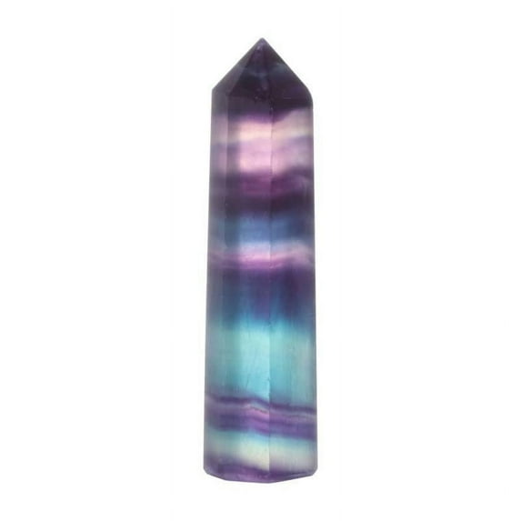 Natural Fluorite Crystal Rainbow Striped Fluorite Quartz Crystal Hexagonal Point Faceted Prism Wand for Healing Home Decor