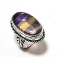 thumbnail image 1 of Natural Fluorite Gemstone Handmade 925 Sterling Silver Ring Size 7.5, 1 of 2