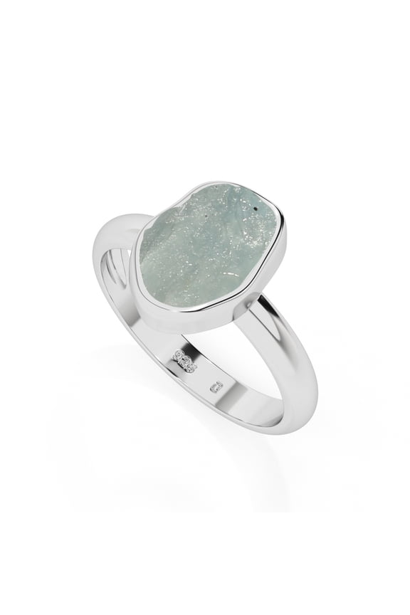 Natural Fluorite Rough Shape Rings in Sterling Silver for Women, March Birthstone Jewelry for Her Birthday, Wedding Anniversary, Christmas, Mothers Day