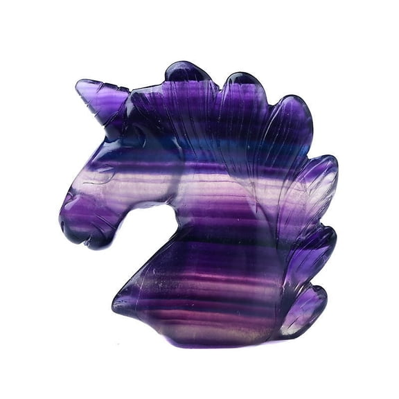 Natural Fluorite Unicorn Figurine 1.9 × 1.9 in Hand-Carved Healing Crystal Stone Sculpture for Home Office Desk Décor