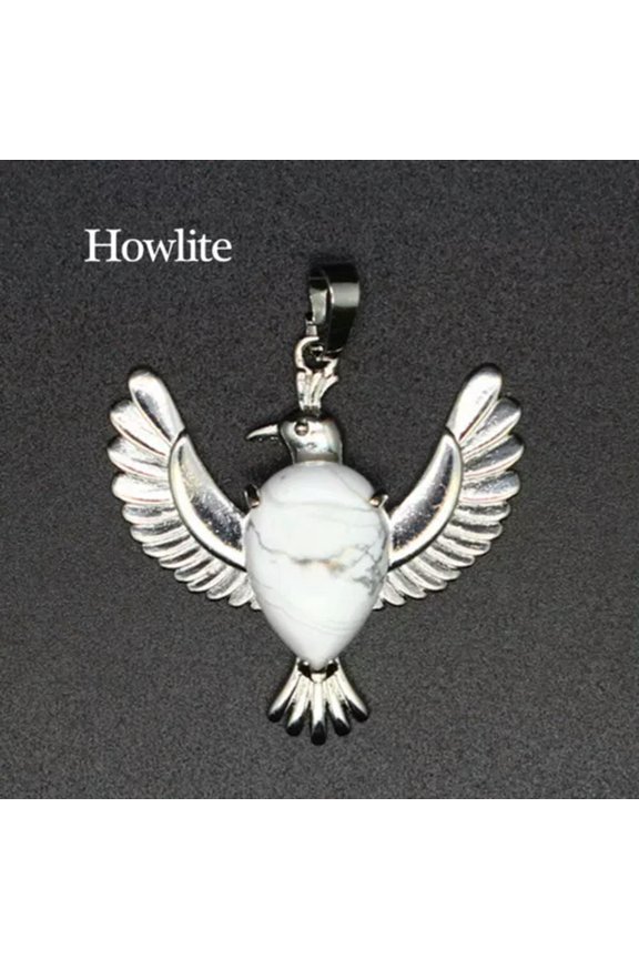 Natural Flying Eagle Wing Bird Waterdrop Crystal Pendant Animal Reiki Healing