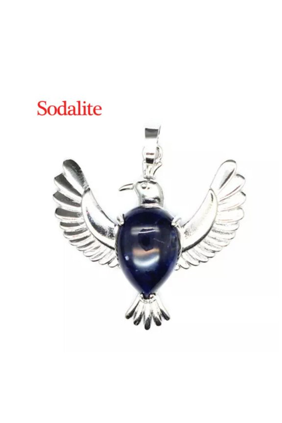 Natural Flying Eagle Wing Bird Waterdrop Crystal Pendant Animal Reiki Healing