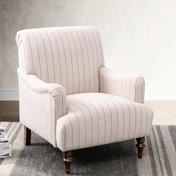 Natural Foam Filled Striped Arm Chair / Comfortable Seating in Library