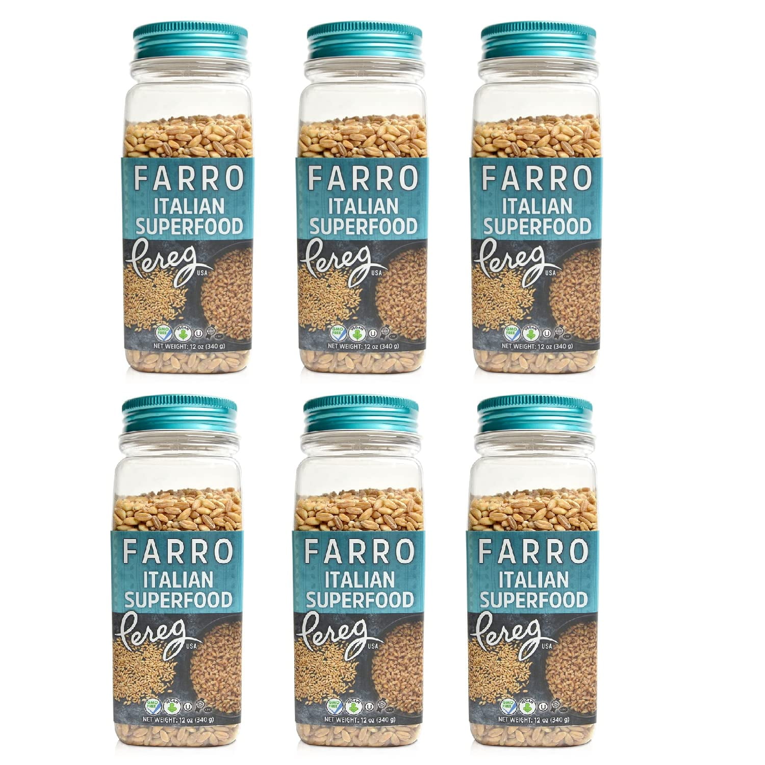 Natural Foods Farro Whole Grain with Italian Superfood (12 Oz x 6 Pack) Vegan Gourmet Food