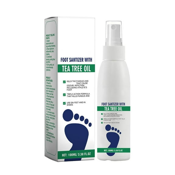Natural Foot Deodorant Spray with Tea Tree Oil and Aloe Vera for Shoes and Socks, Portable 15cm White Bottle