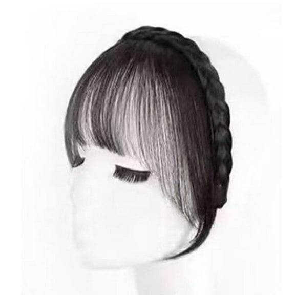 Natural Forehead Wig Bangs Fishbone Braid Headband With Sideburns Light Hot T0 S4V6