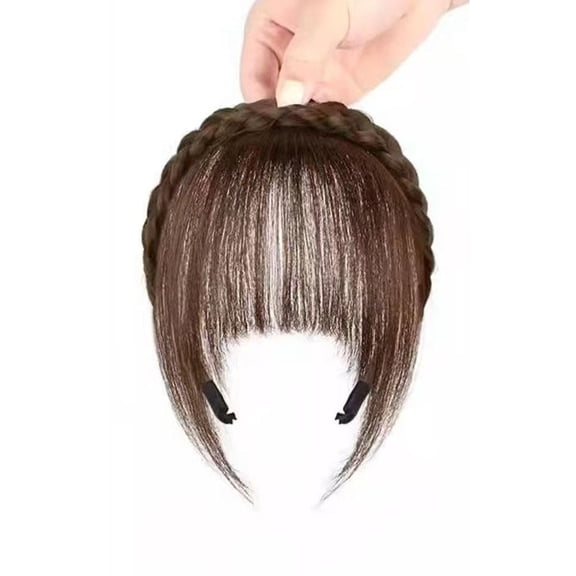 Natural Forehead Wig Bangs Fishbone Braid Headband With Sideburns Light