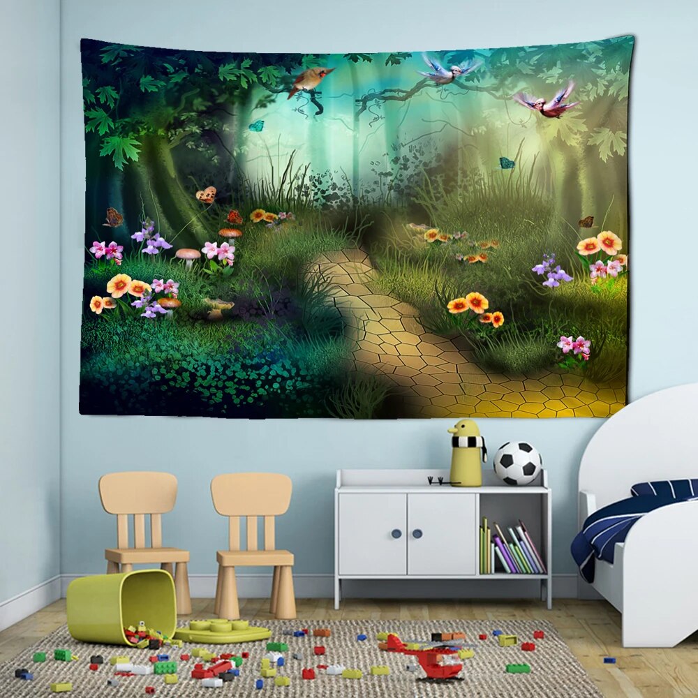 Natural Forest Tapestry Landscape Print Big Wall Hanging Cheap Hippie