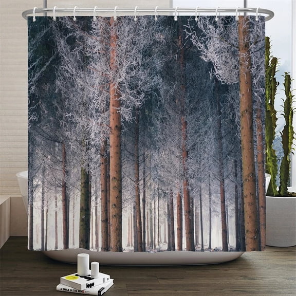 Natural Forest Tree Scenery Shower Curtain Bathroom Waterproof Polyester Fabric Bathroom Curtain 3d Printed Bath Screen Mat