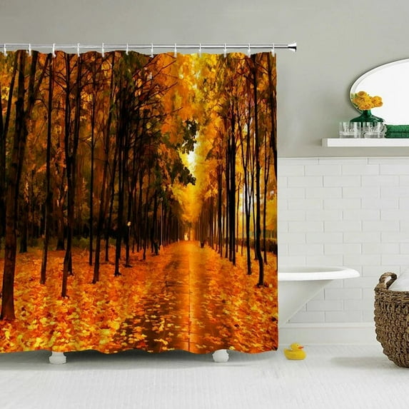Natural Forest Tree Scenery Shower Curtain Bathroom Waterproof Polyester Fabric Bathroom Curtain 3d Printed Bath Screen Mat